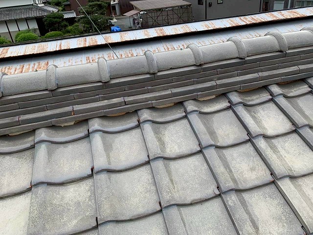 明石市　棟　漆喰　劣化